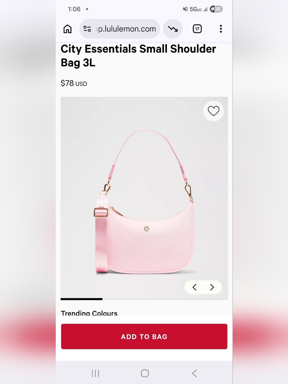 lululemon athletica Pink City Essentials Small Shoulder Bag